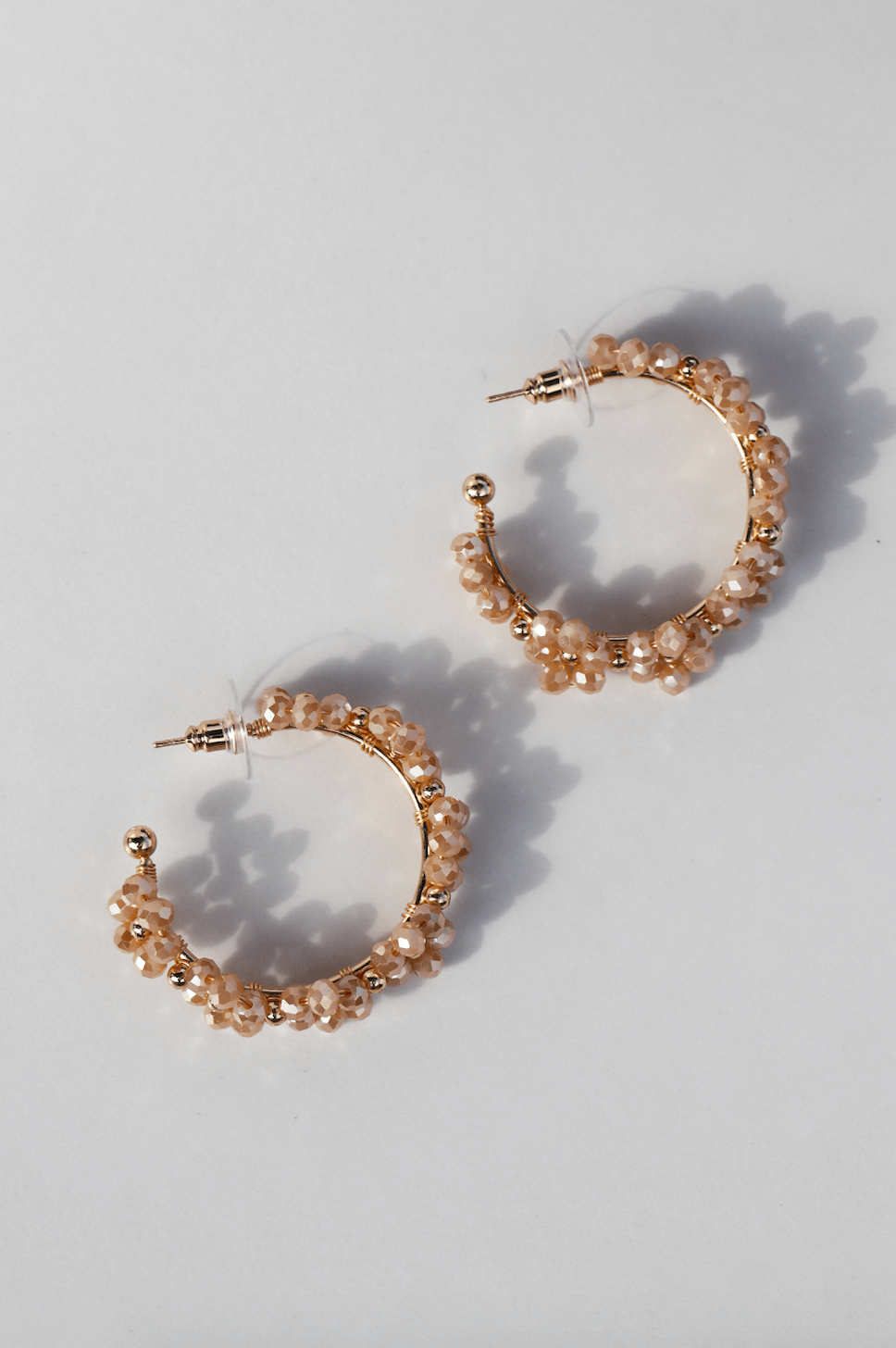Beige flower statement earring