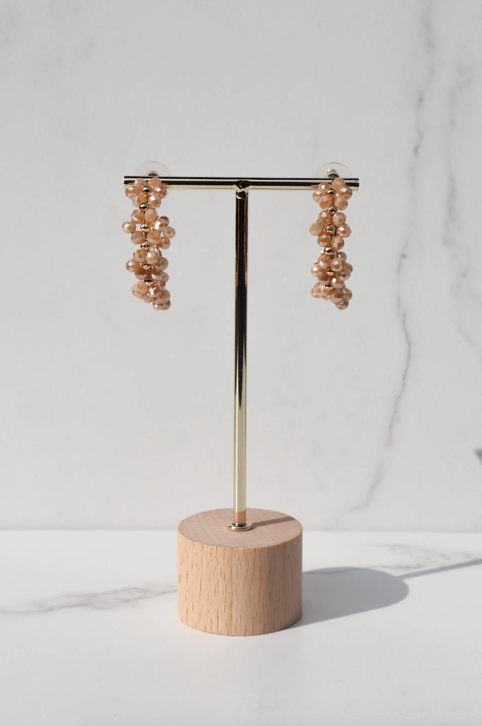 Beige flower statement earring