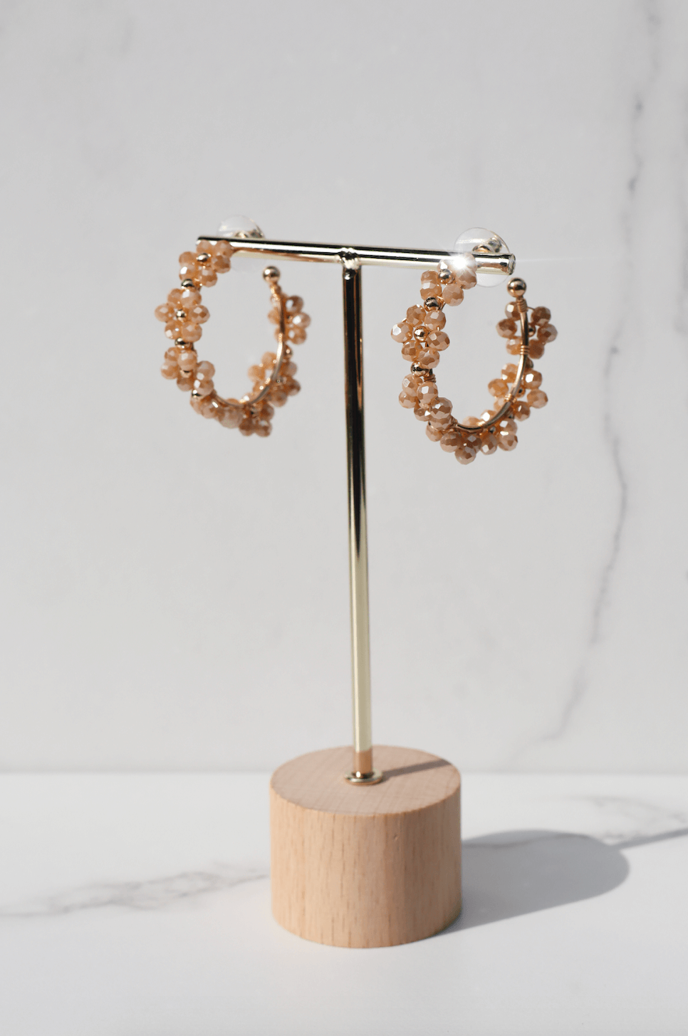 Beige flower statement earring