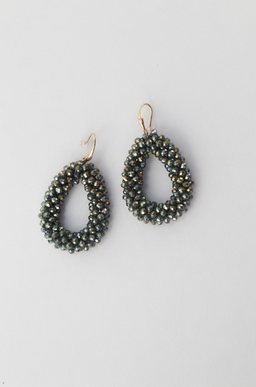 Flora dark green statement earring