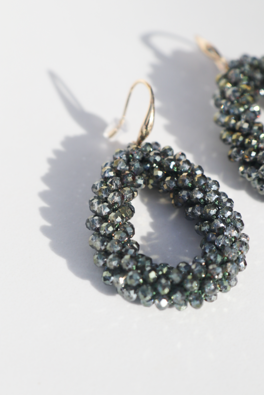 Flora dark green statement earring