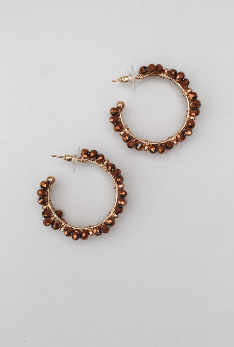 Brown flower statement earring