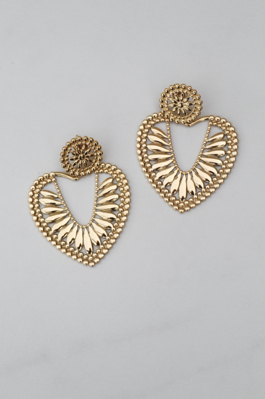 Boho heart statement earring