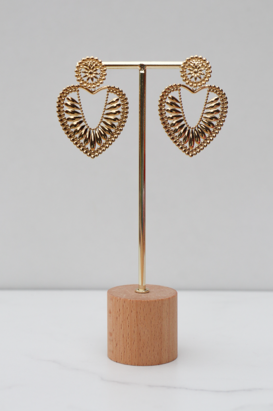 Boho heart statement earring