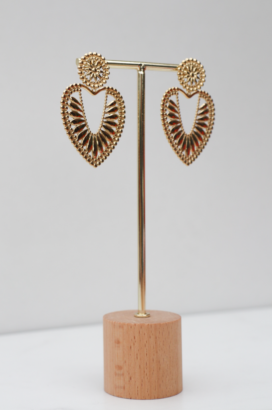 Boho heart statement earring