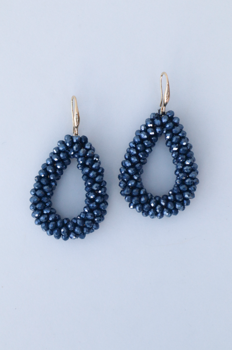 Flora dark blue statement earring