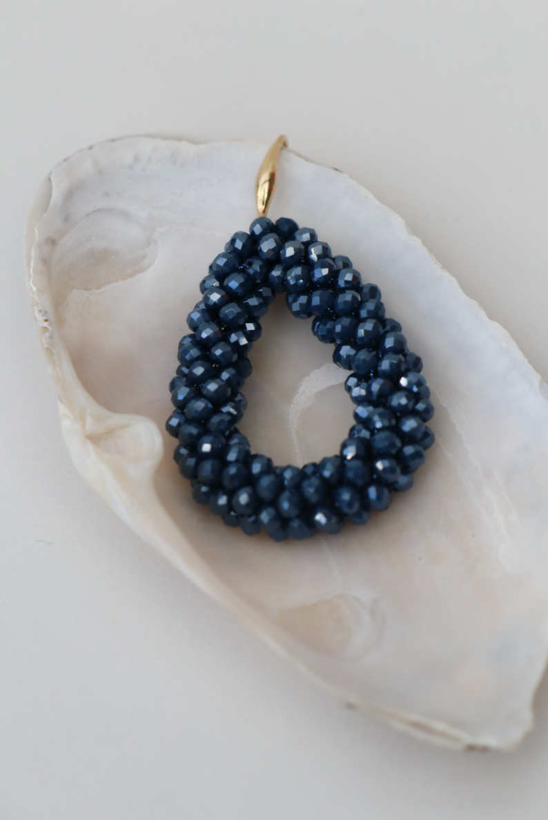 Flora dark blue statement earring