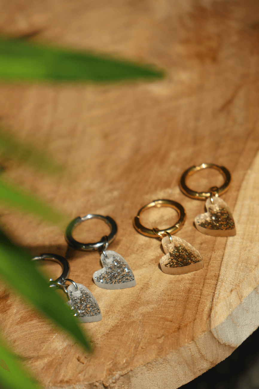 Glitter hearts earring