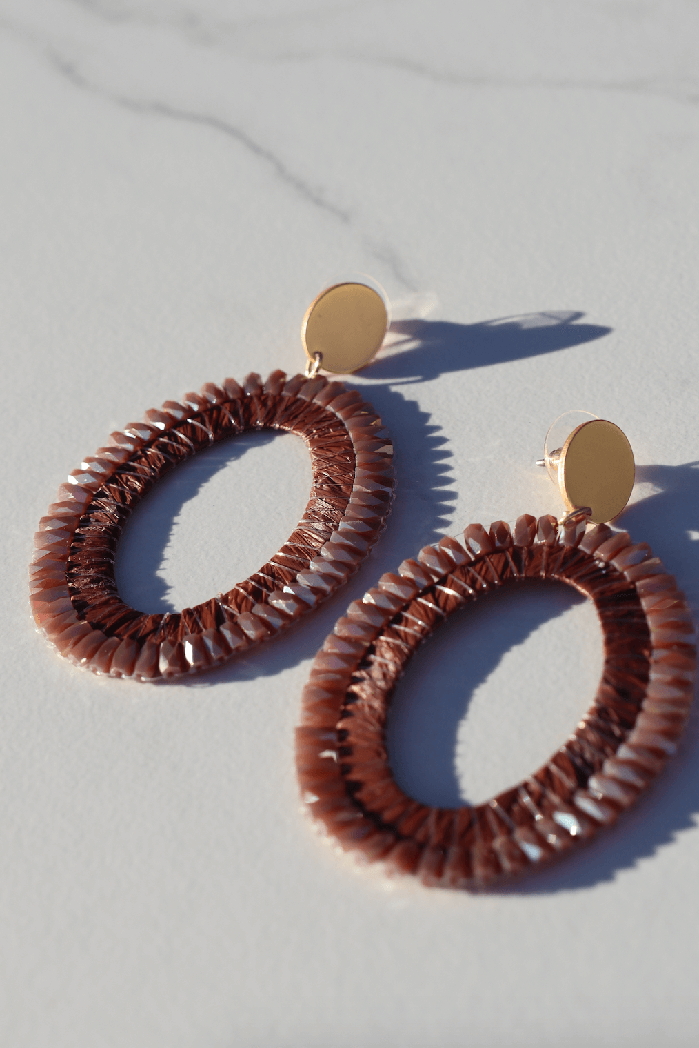 Shelly brown red statement earring