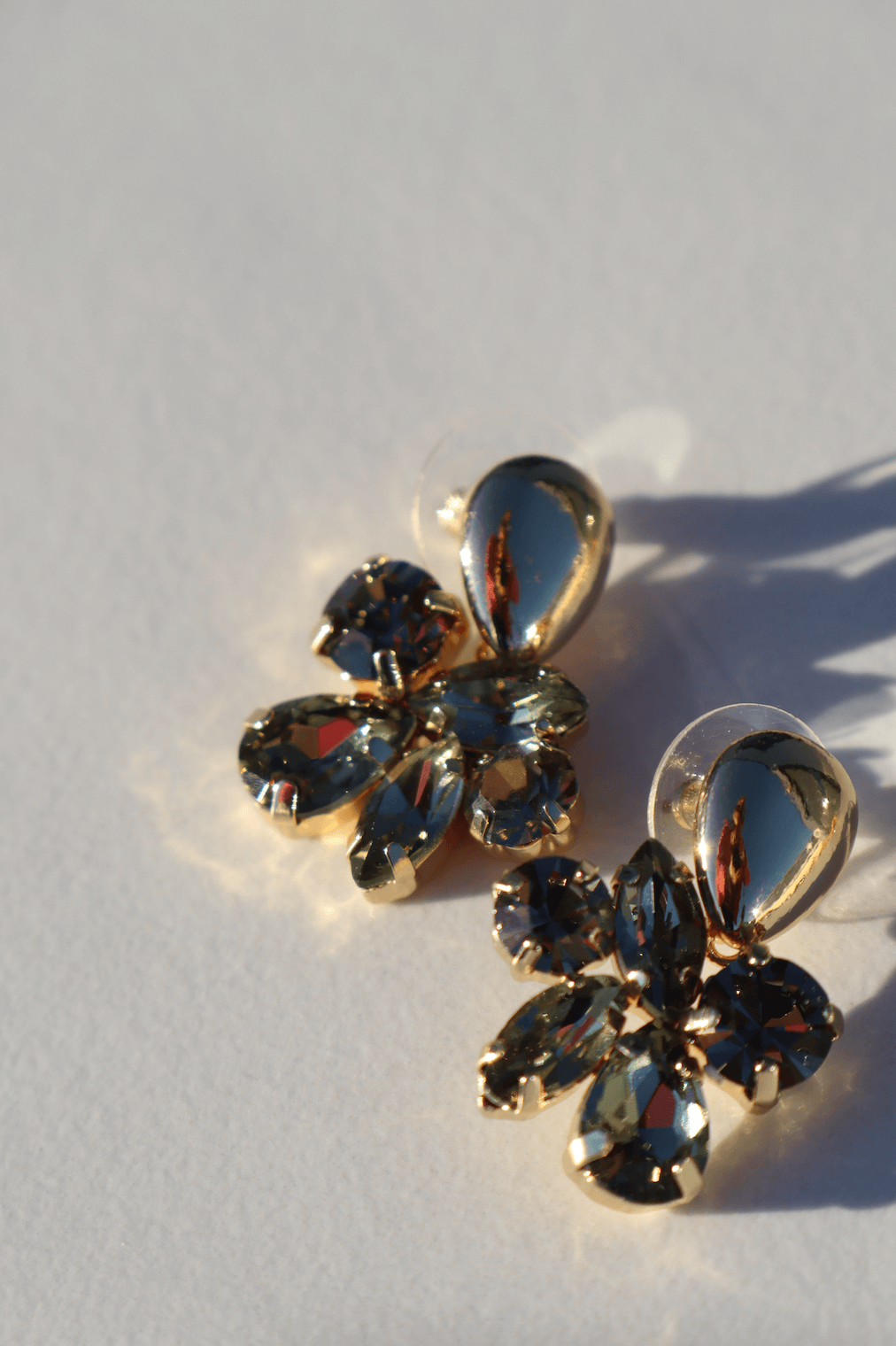 Green flower statement earrings