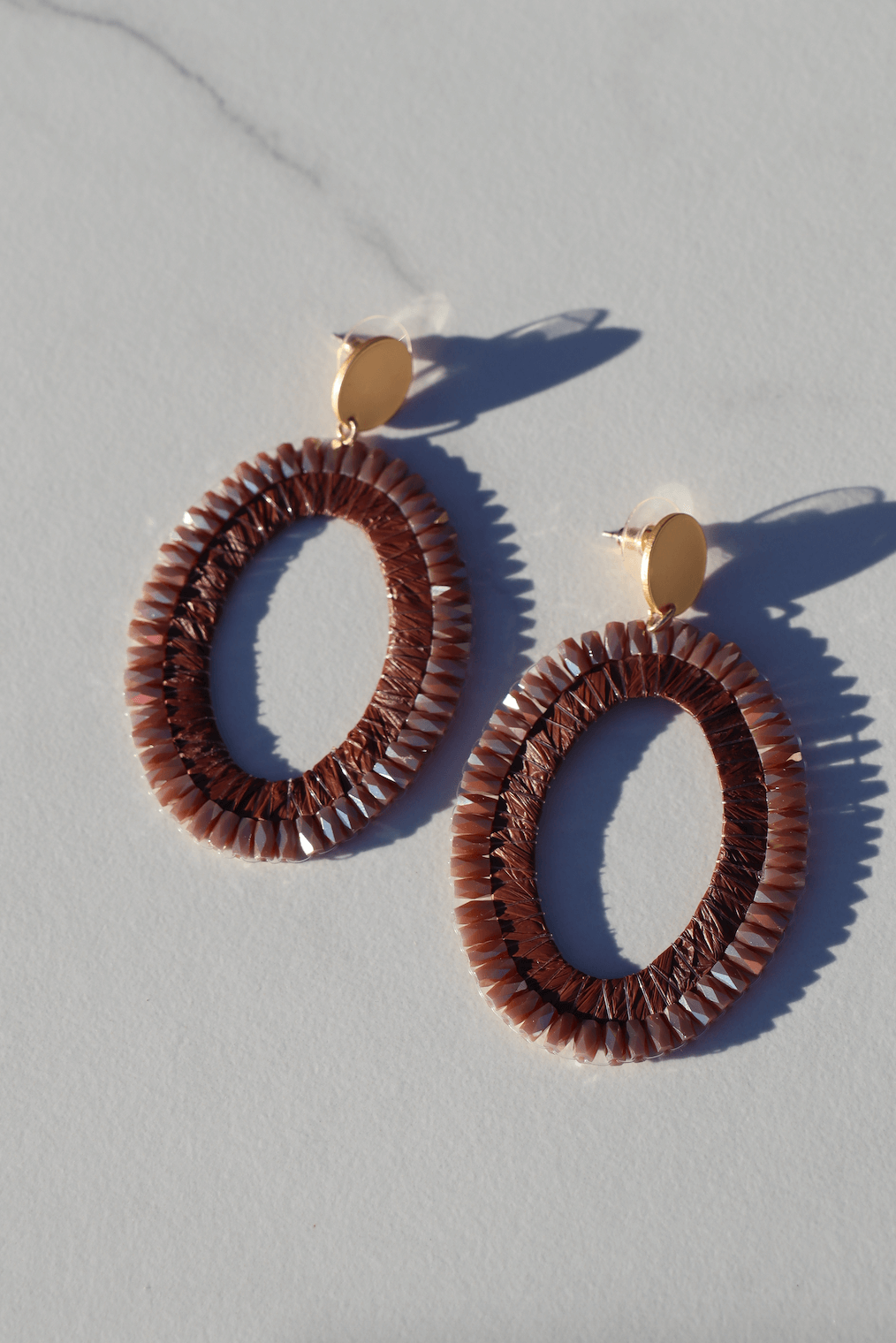 Shelly brown red statement earring