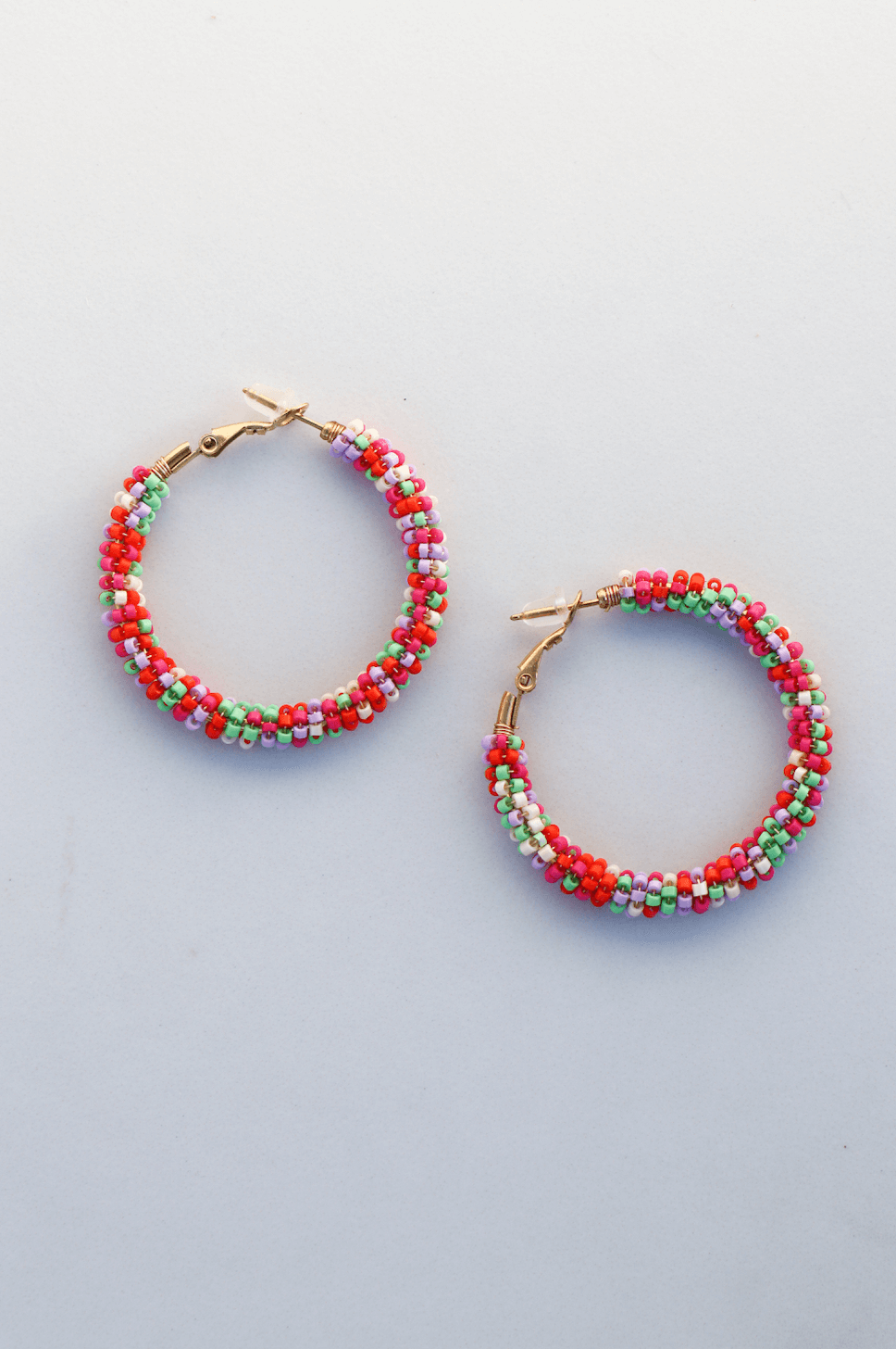 Multicolor hoop statement earring