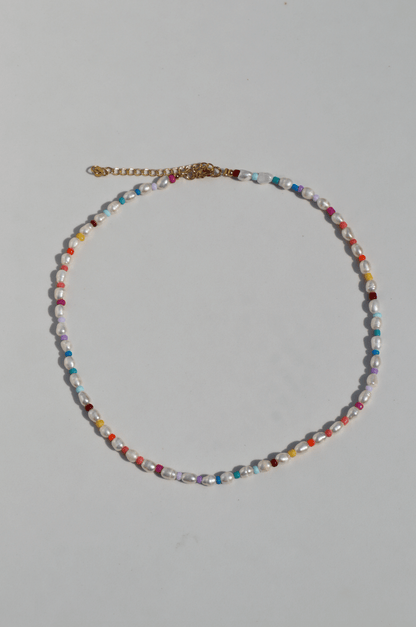 Rainbow pearl necklace