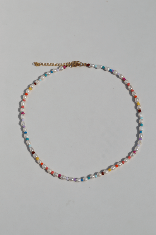 Rainbow pearl necklace