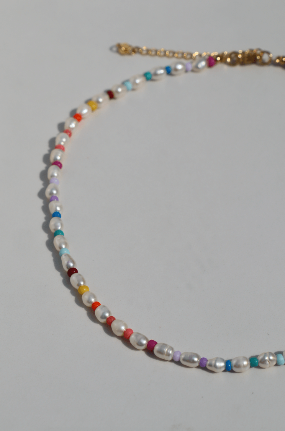 Rainbow pearl necklace