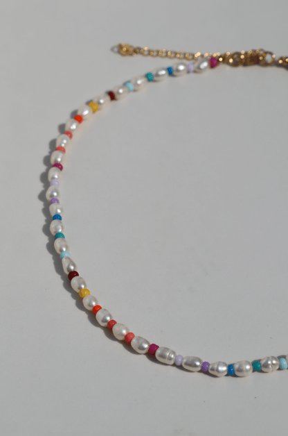 Rainbow pearl necklace