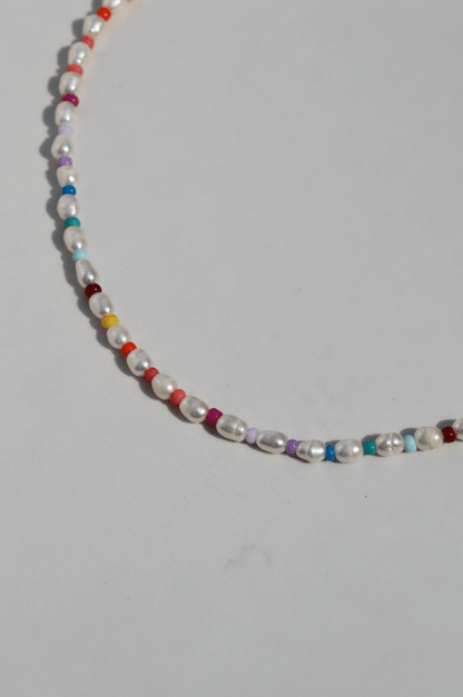Rainbow pearl necklace