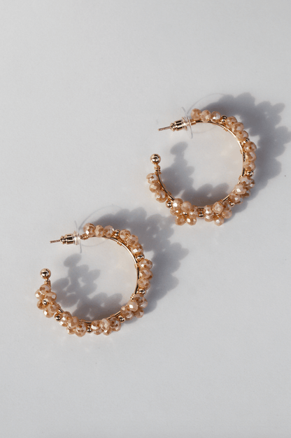 Beige flower statement earring