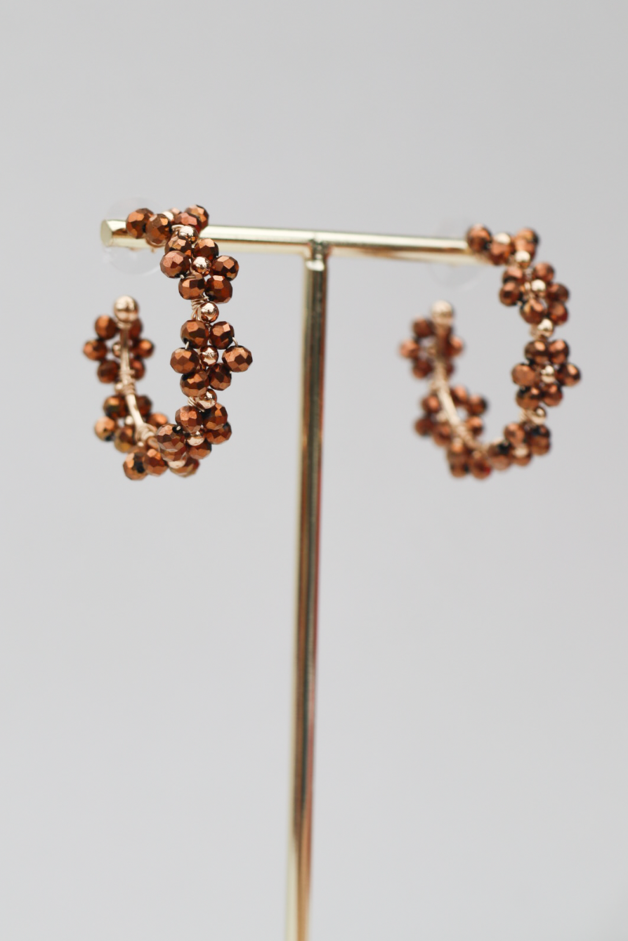 Brown flower statement earring