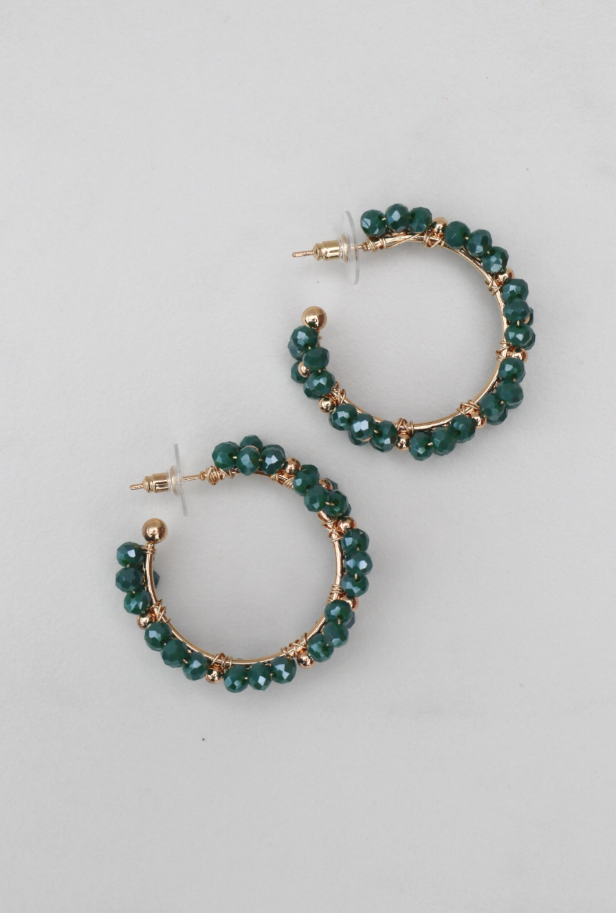Green flower statement earring
