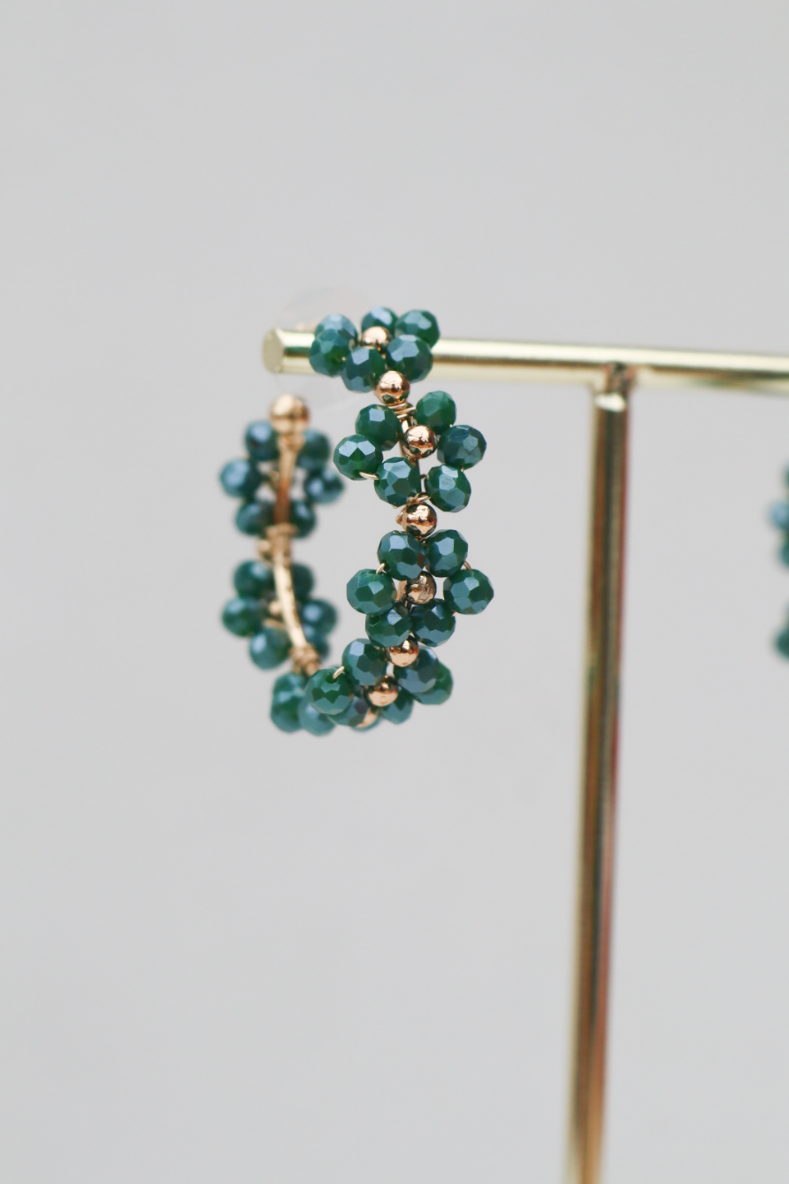 Green flower statement earring