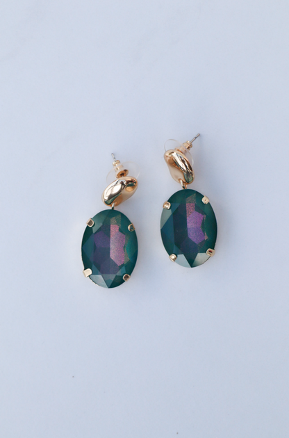Green pink statement earring