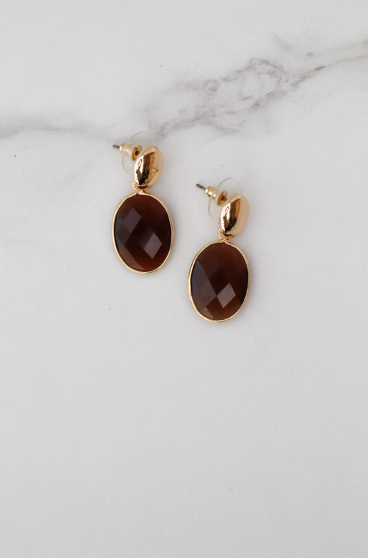 Small brown statement earring