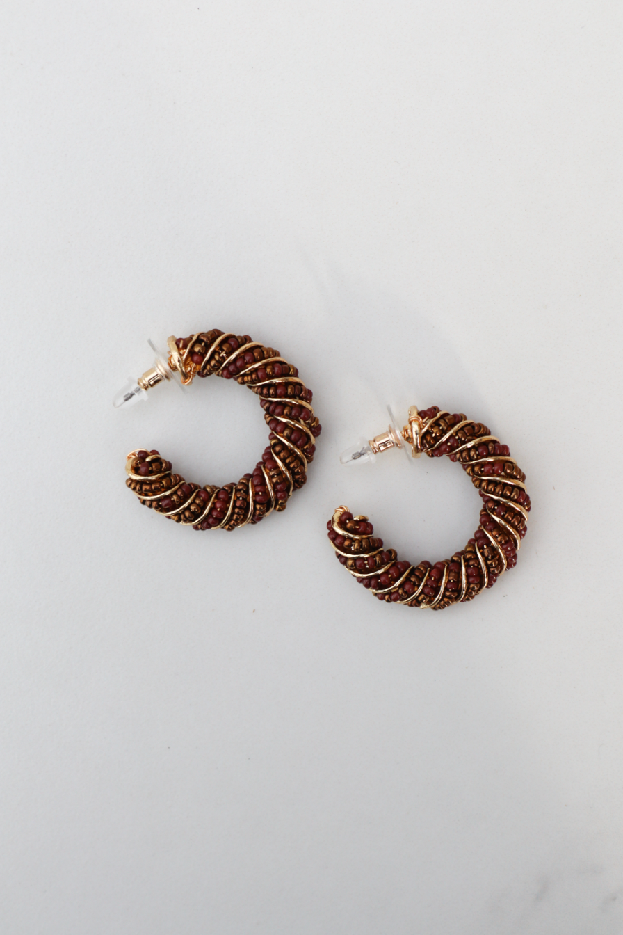Brown hoop statement earring