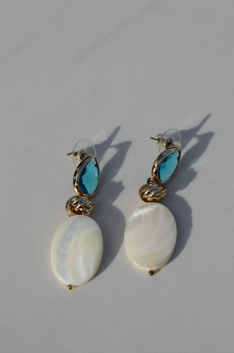 Blue pearl statement earrings