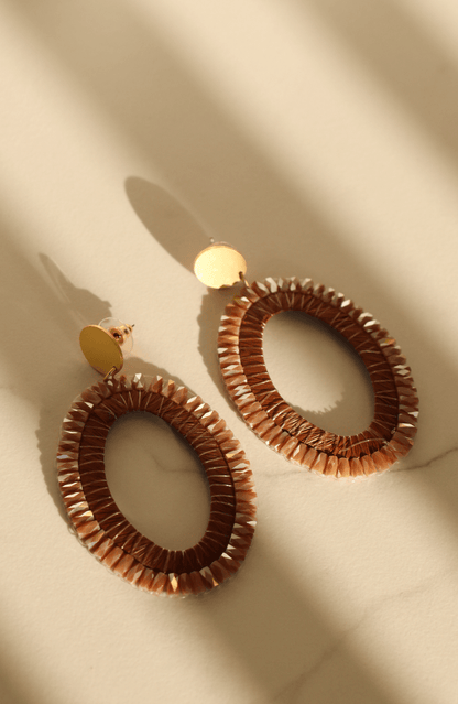 Shelly brown red statement earring