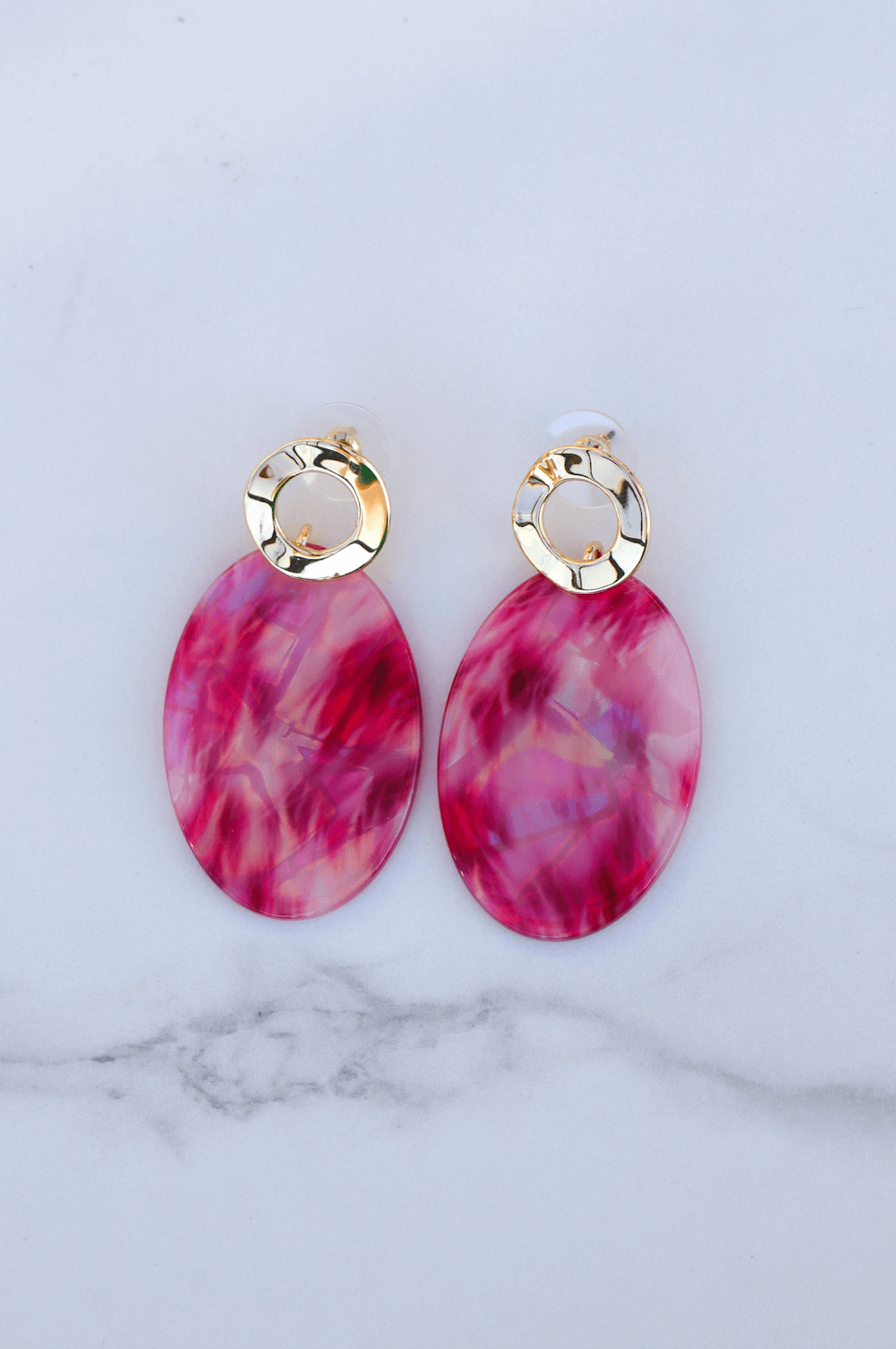 Bold pink statement earring